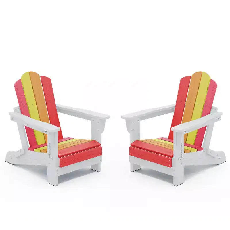 Hyleory Kids Outdoor Adirondack Chair Set  Foldable HDPE Childrens Lawn Chairs (2-Piece)