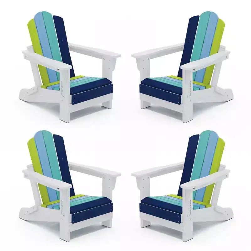 Hyleory Kids Foldable Adirondack Chair Set, 4-Piece  Durable HDPE Outdoor Chairs for Children