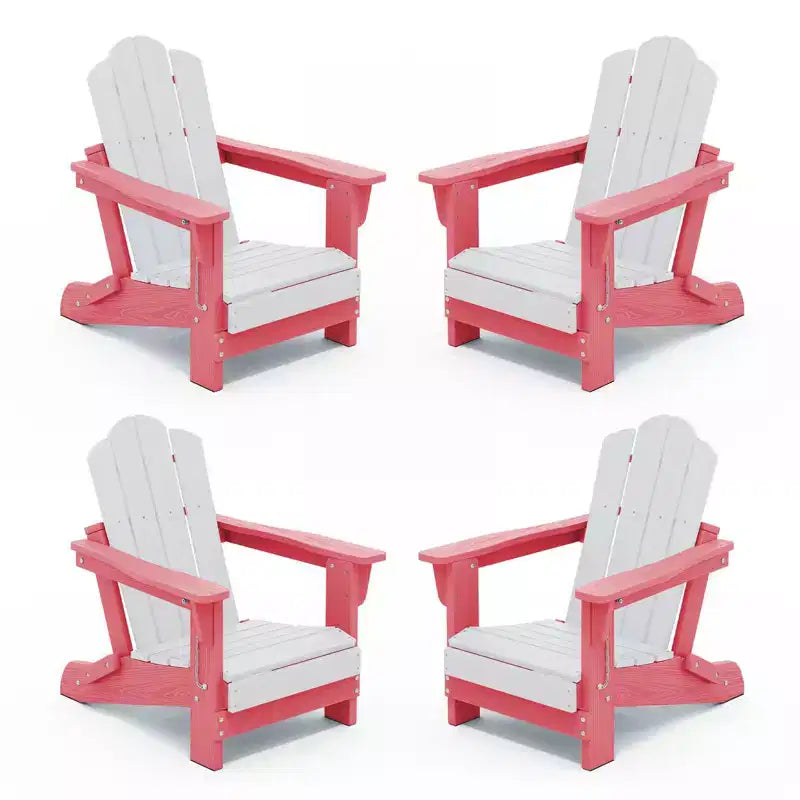 Hyleory Kids Foldable Adirondack Chair Set, 4-Piece  Durable HDPE Outdoor Chairs for Children