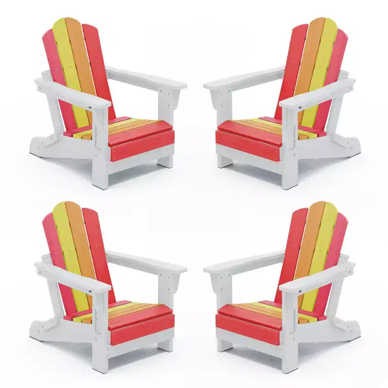 Hyleory Kids Foldable Adirondack Chair Set, 4-Piece  Durable HDPE Outdoor Chairs for Children