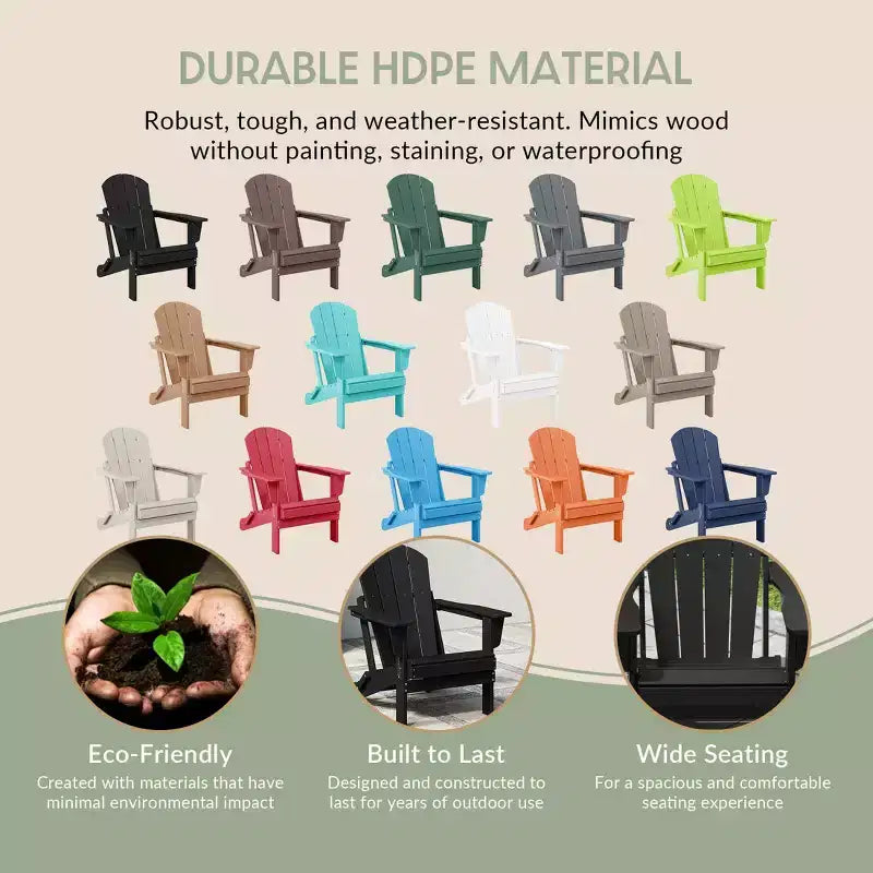 WestinTrends Malibu HDPE Outdoor Patio Folding Poly Adirondack Chair