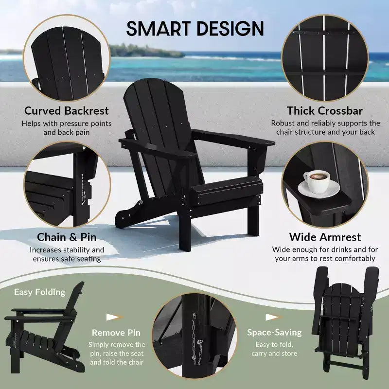 WestinTrends Malibu HDPE Outdoor Patio Folding Poly Adirondack Chair