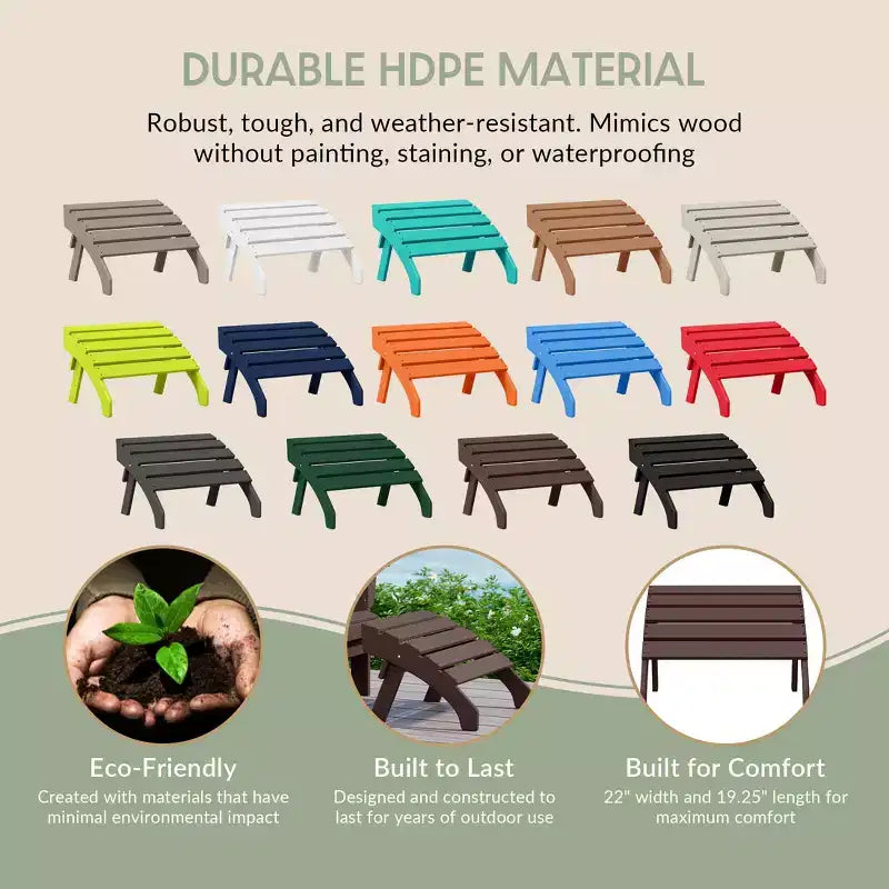 WestinTrends Dylan Outdoor Patio HDPE Adirondack Ottoman Footrest