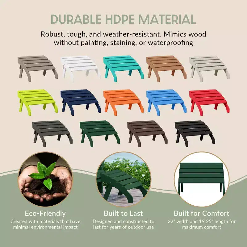 WestinTrends Dylan Outdoor Patio HDPE Adirondack Ottoman Footrest