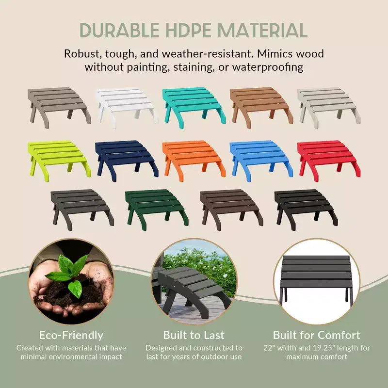 WestinTrends Dylan Outdoor Patio HDPE Adirondack Ottoman Footrest