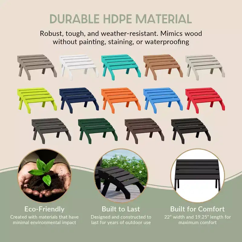 WestinTrends Dylan Outdoor Patio HDPE Adirondack Ottoman Footrest