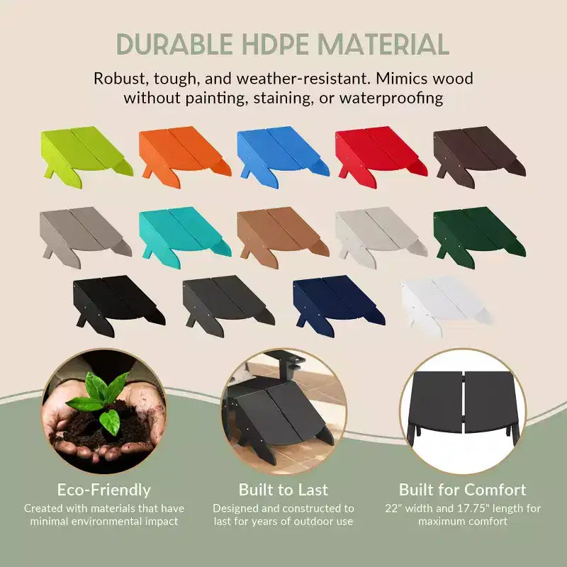WestinTrends Riviera Modern HDPE Plastic Folding Patio Adirondack Ottoman