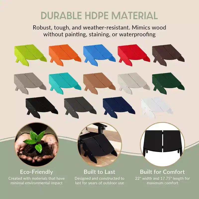 WestinTrends Riviera Modern HDPE Plastic Folding Patio Adirondack Ottoman