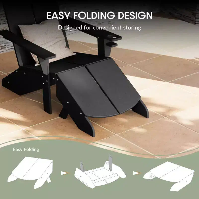 WestinTrends Riviera Modern HDPE Plastic Folding Patio Adirondack Ottoman