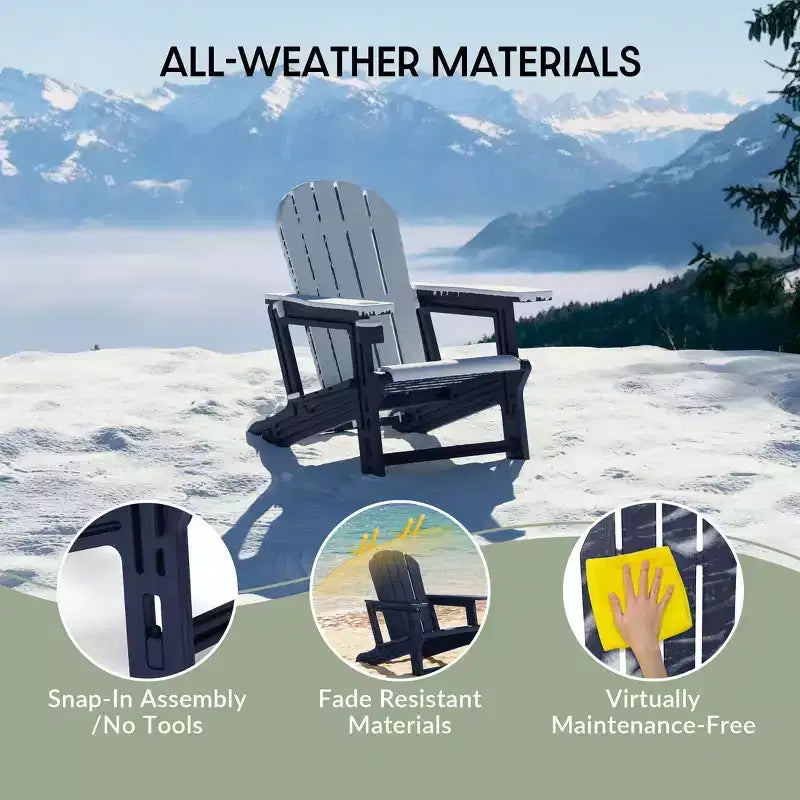 WestinTrends Azura 2-Piece HDPE Plastic Adirondack Patio Chair With 18 Side Table Set