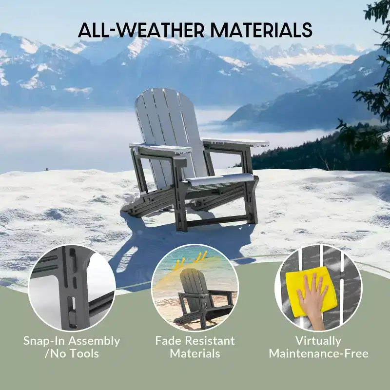 WestinTrends Azura 2-Piece HDPE Plastic Adirondack Patio Chair With 18 Side Table Set