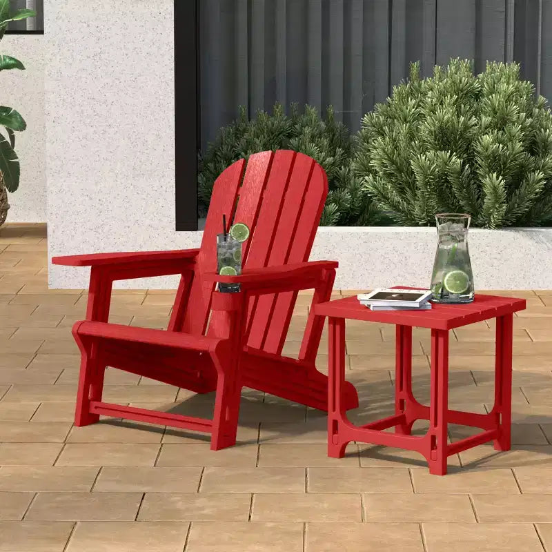 WestinTrends Azura 2-Piece HDPE Plastic Adirondack Patio Chair With 18 Side Table Set