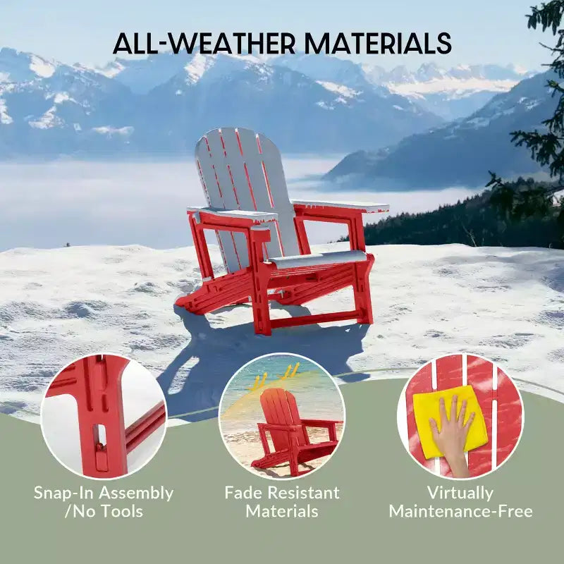 WestinTrends Azura 2-Piece HDPE Plastic Adirondack Patio Chair With 18 Side Table Set