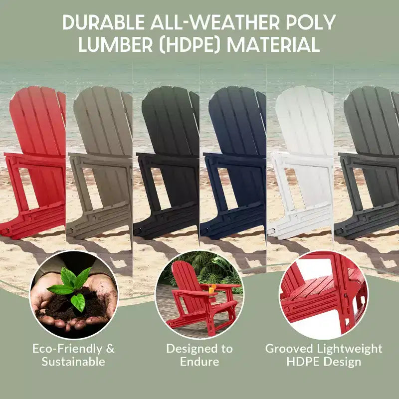 WestinTrends Azura 2-Piece HDPE Plastic Adirondack Patio Chair With 18 Side Table Set