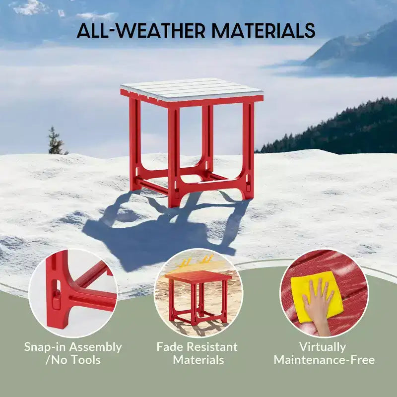 WestinTrends Azura 2-Piece HDPE Plastic Adirondack Patio Chair With 18 Side Table Set