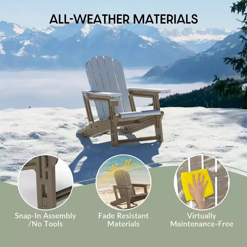 WestinTrends Azura 2-Piece HDPE Plastic Adirondack Patio Chair With 18 Side Table Set