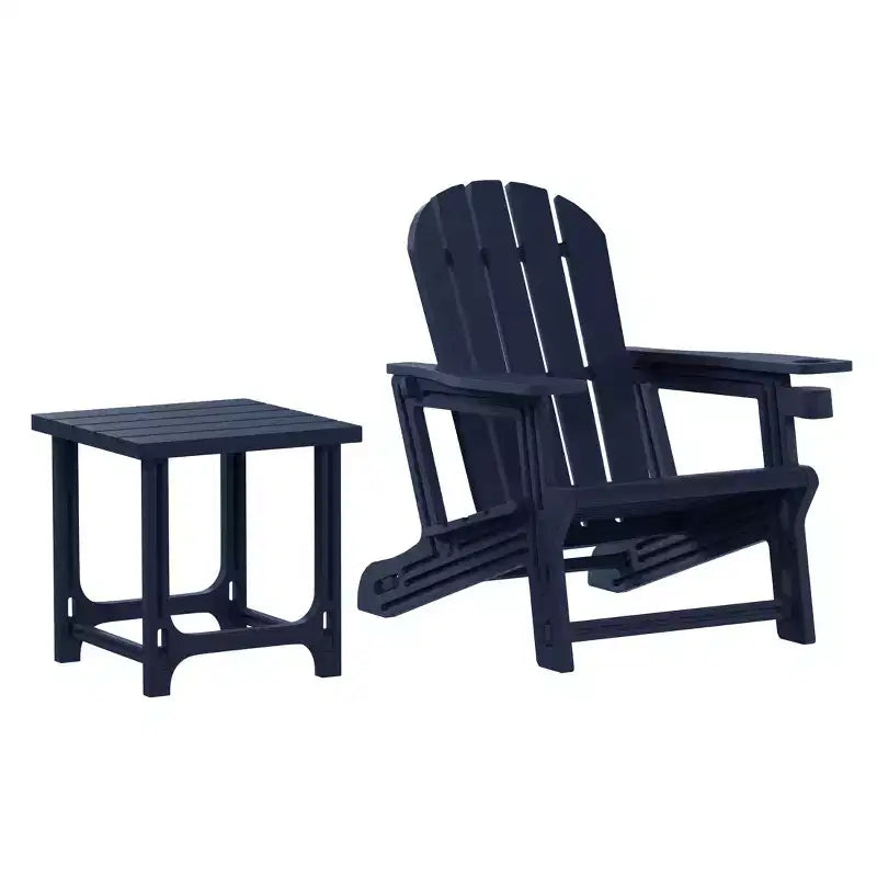 WestinTrends Azura 2-Piece HDPE Plastic Adirondack Patio Chair With 18 Side Table Set