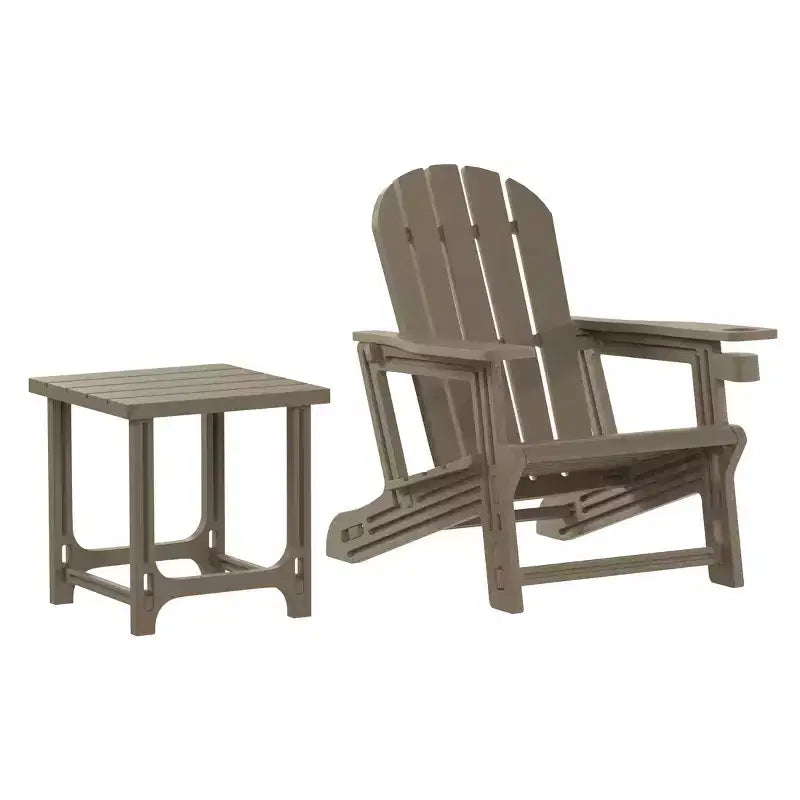 WestinTrends Azura 2-Piece HDPE Plastic Adirondack Patio Chair With 18 Side Table Set