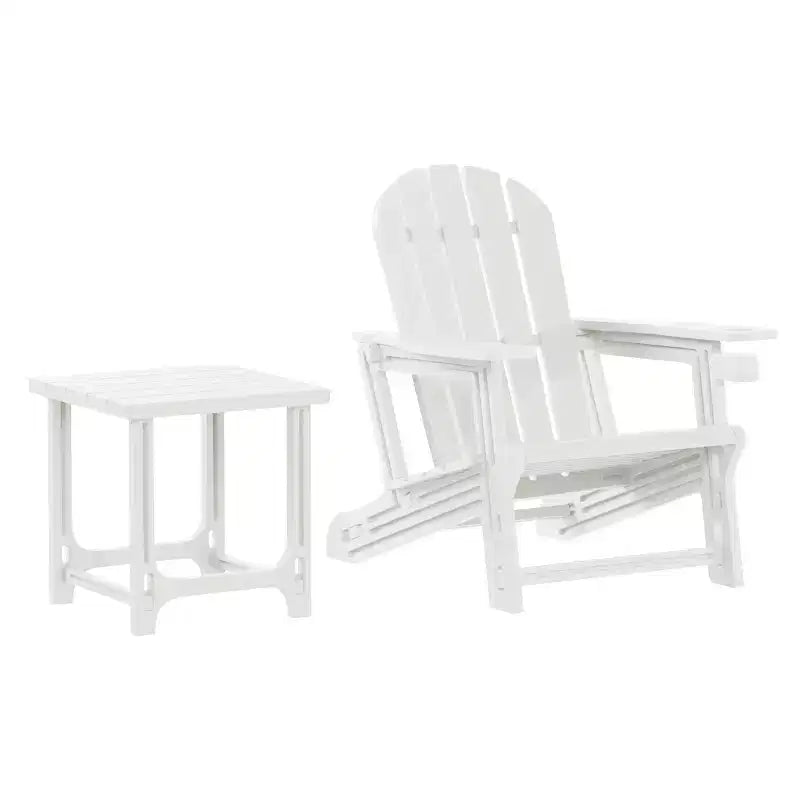 WestinTrends Azura 2-Piece HDPE Plastic Adirondack Patio Chair With 18 Side Table Set