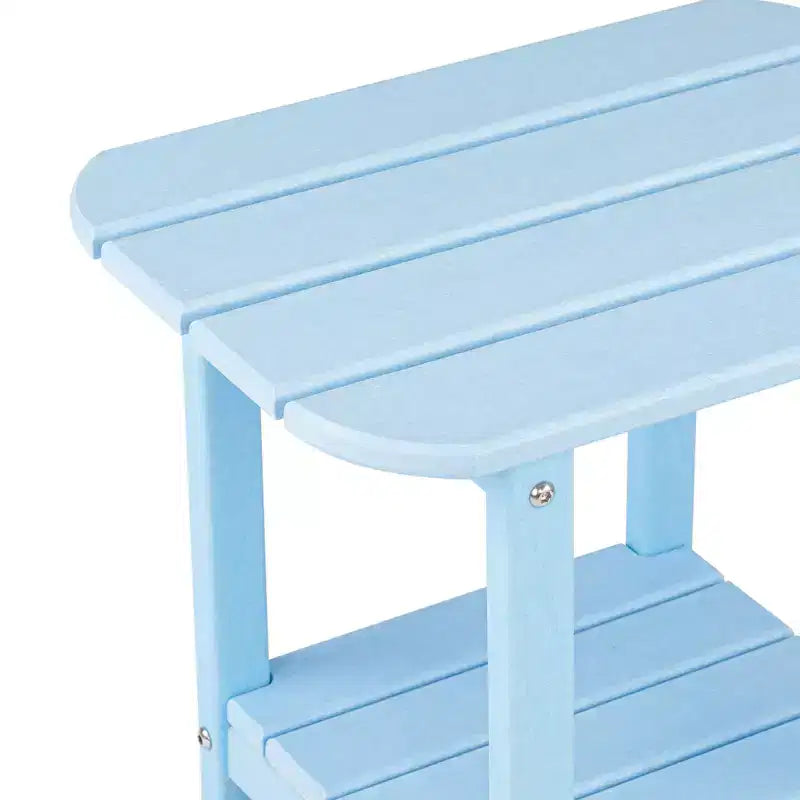 VINGLI HDPE Outdoor Side Table, Waterproof 2-Tier Patio Side Table End Tables for Patio Deck Porch Backyard Pool