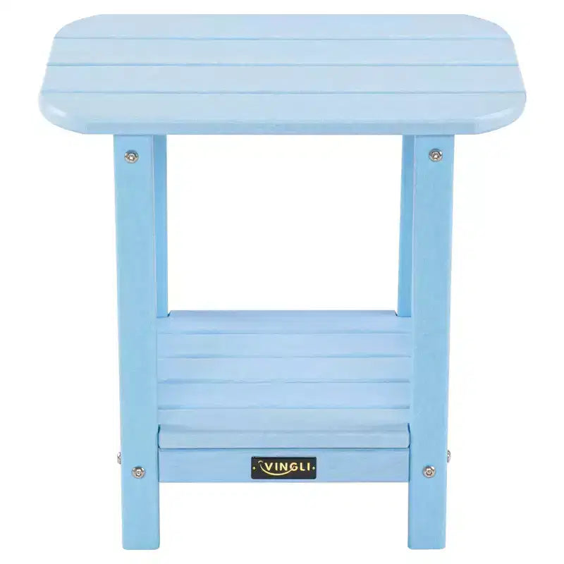 VINGLI HDPE Outdoor Side Table, Waterproof 2-Tier Patio Side Table End Tables for Patio Deck Porch Backyard Pool