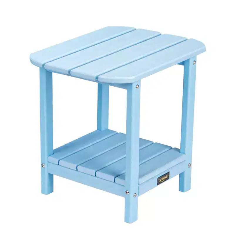 VINGLI HDPE Outdoor Side Table, Waterproof 2-Tier Patio Side Table End Tables for Patio Deck Porch Backyard Pool