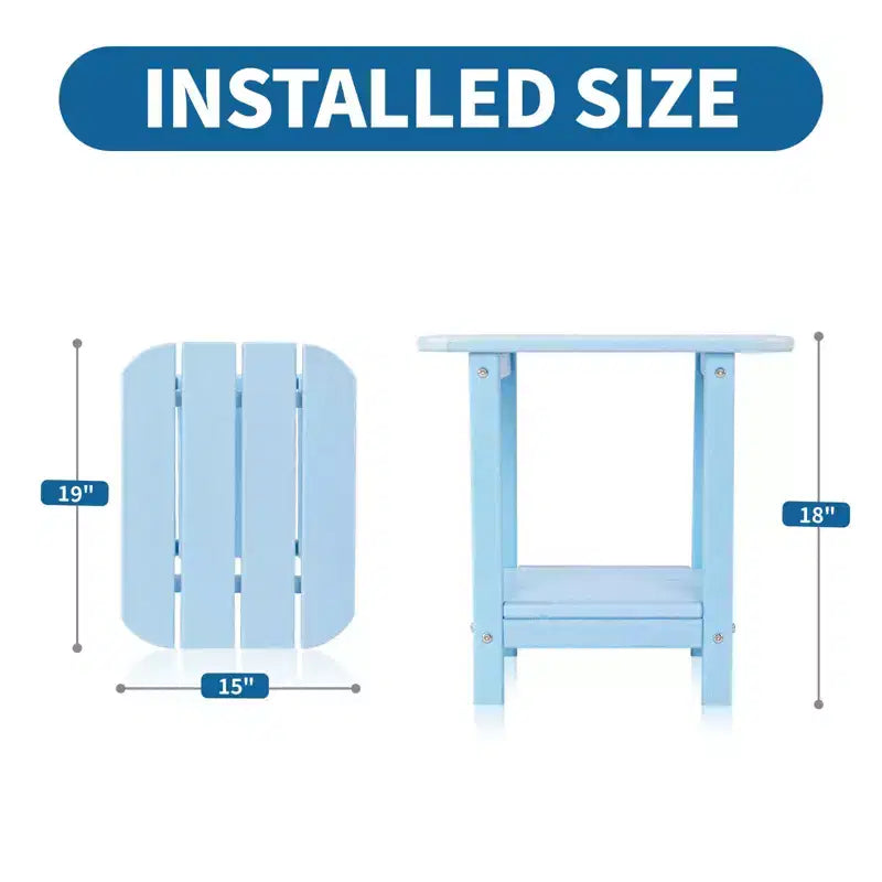 VINGLI HDPE Outdoor Side Table, Waterproof 2-Tier Patio Side Table End Tables for Patio Deck Porch Backyard Pool