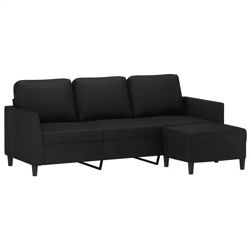 vidaXL Set divano a 3 posti e poggiapiedi in similpelle, nero, design elegante, facile da pulire, per soggiorno, salotto e camera da letto