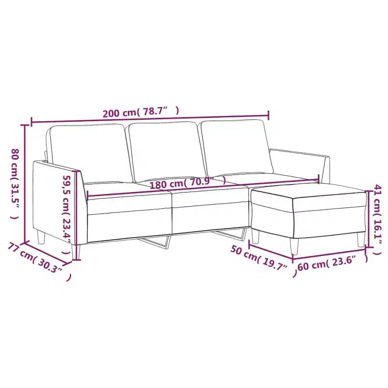 vidaXL Set divano a 3 posti e poggiapiedi in similpelle, nero, design elegante, facile da pulire, per soggiorno, salotto e camera da letto