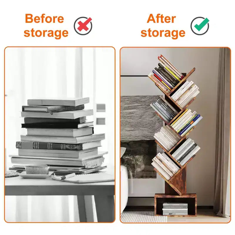 Libreria a mensole e Libreria ad albero - Scaffale organizzatore alto a 8 livelli per soggiorno, camera da letto, ufficio in casa