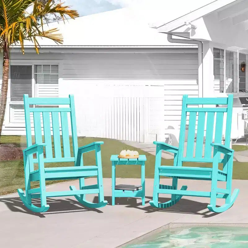 Hyleory HDPE Modern Resin Outdoor Rocking Chair, Patio Adirondack Chair for All Seasons