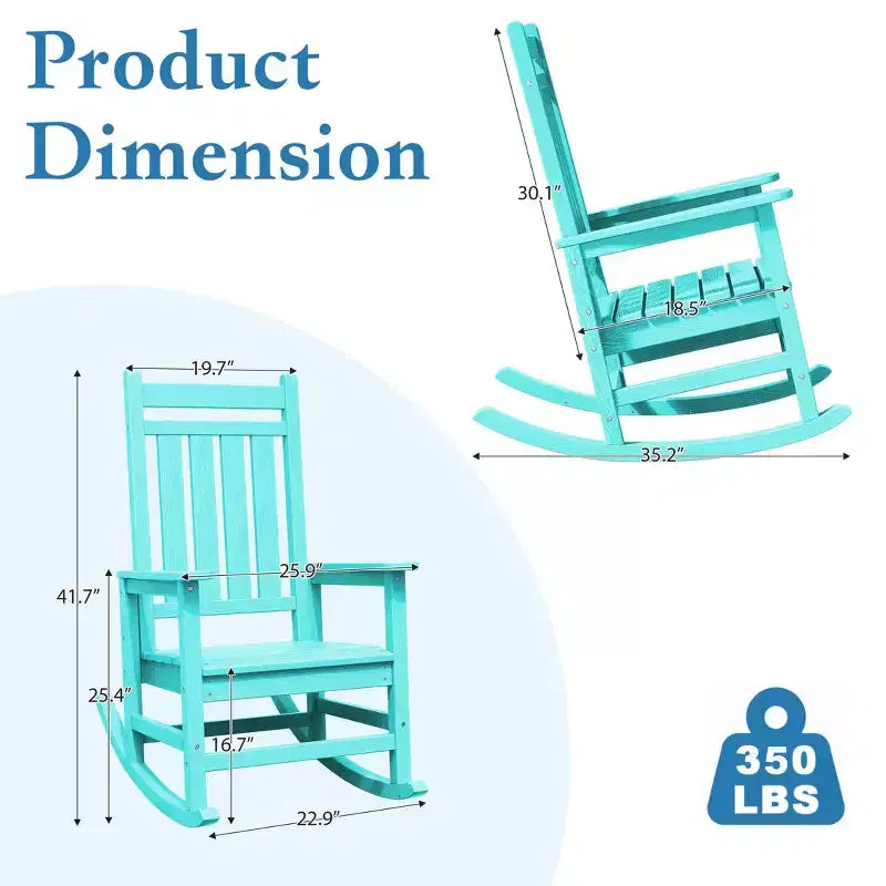 Hyleory HDPE Modern Resin Outdoor Rocking Chair, Patio Adirondack Chair for All Seasons