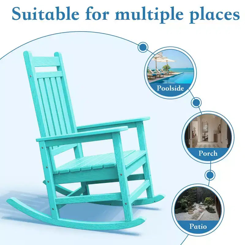 Hyleory HDPE Modern Resin Outdoor Rocking Chair, Patio Adirondack Chair for All Seasons