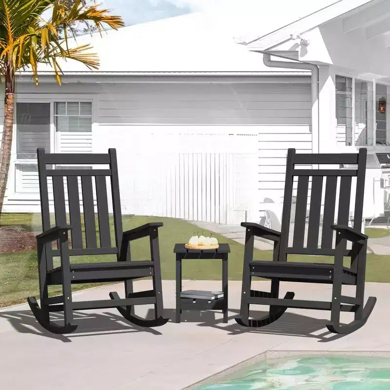 Hyleory HDPE Modern Resin Outdoor Rocking Chair, Patio Adirondack Chair for All Seasons