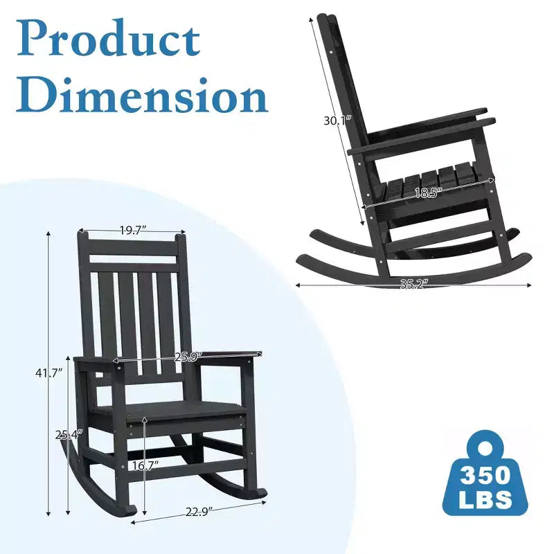 Hyleory HDPE Modern Resin Outdoor Rocking Chair, Patio Adirondack Chair for All Seasons