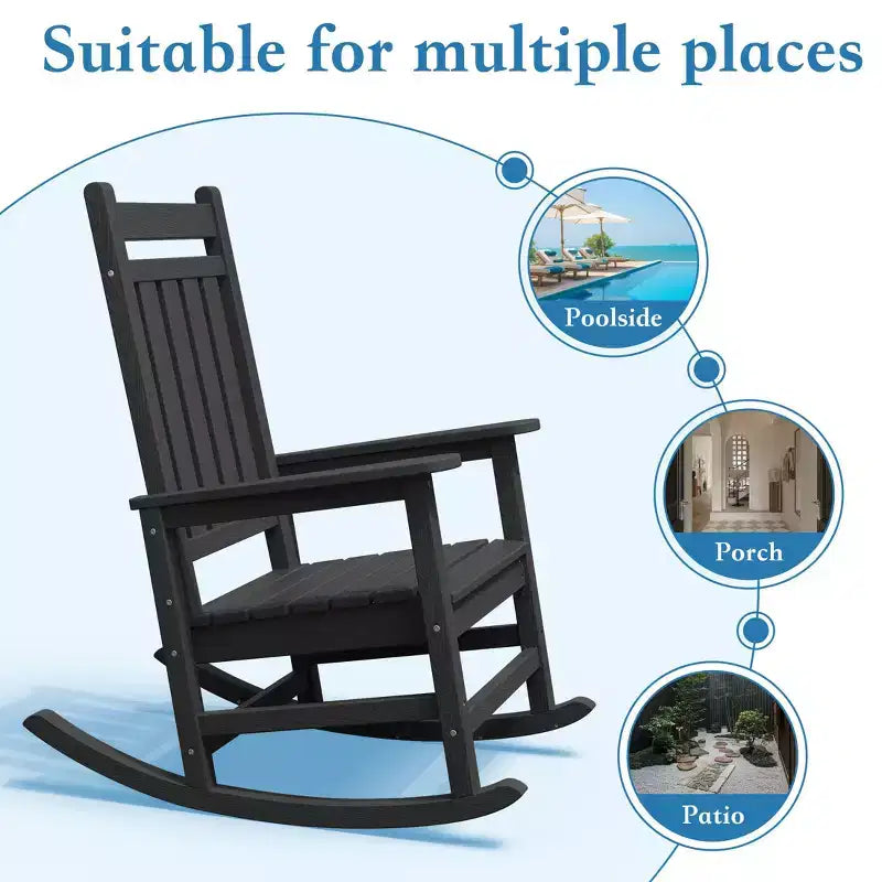 Hyleory HDPE Modern Resin Outdoor Rocking Chair, Patio Adirondack Chair for All Seasons