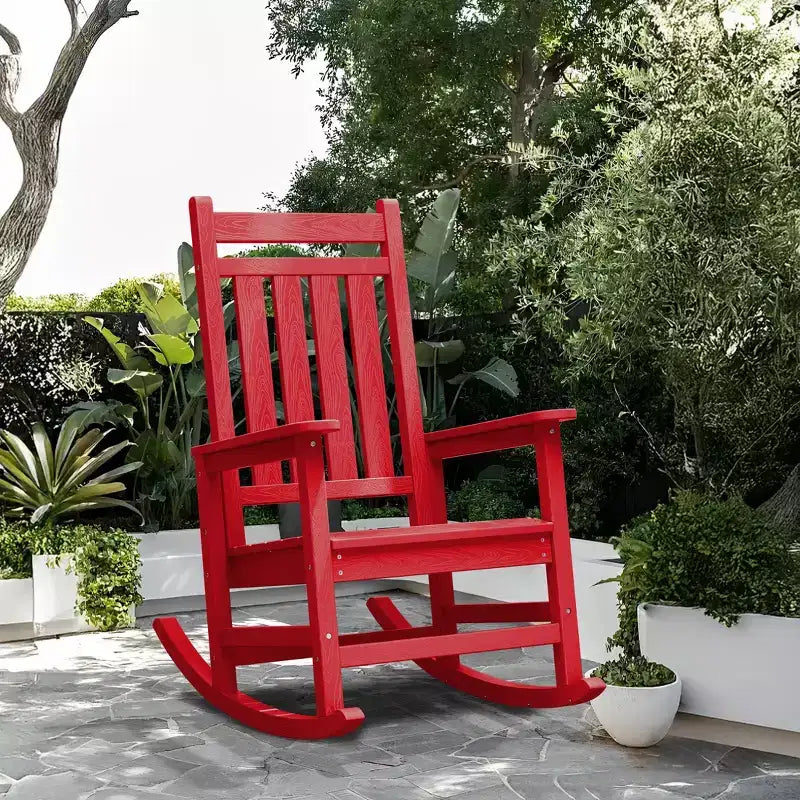 Hyleory HDPE Modern Resin Outdoor Rocking Chair, Patio Adirondack Chair for All Seasons
