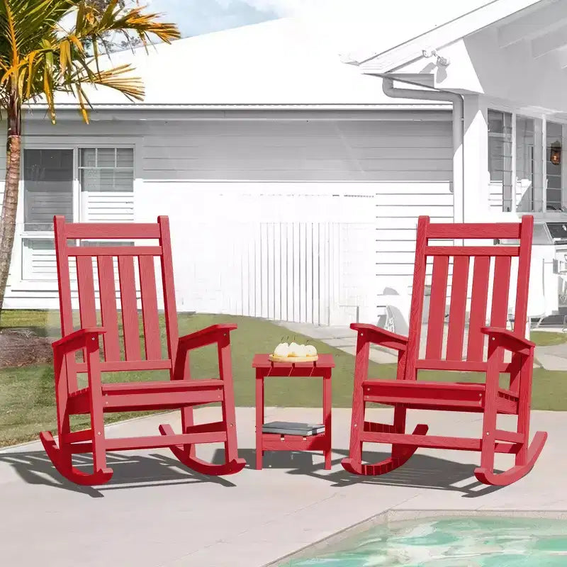 Hyleory HDPE Modern Resin Outdoor Rocking Chair, Patio Adirondack Chair for All Seasons