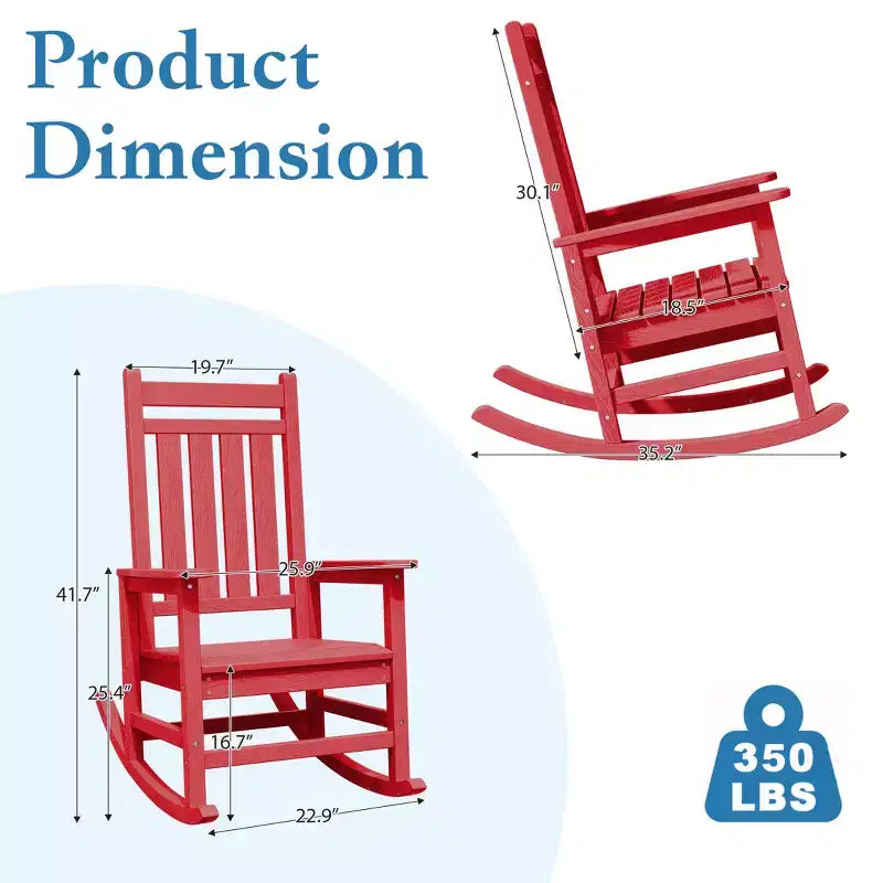 Hyleory HDPE Modern Resin Outdoor Rocking Chair, Patio Adirondack Chair for All Seasons