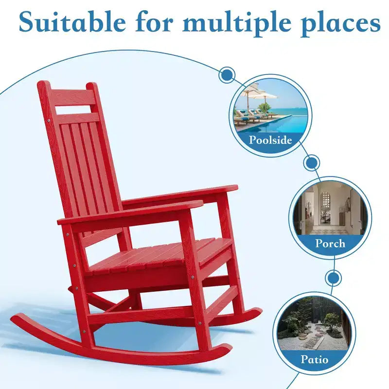 Hyleory HDPE Modern Resin Outdoor Rocking Chair, Patio Adirondack Chair for All Seasons