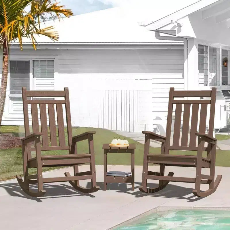 Hyleory HDPE Modern Resin Outdoor Rocking Chair, Patio Adirondack Chair for All Seasons