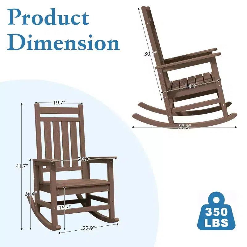 Hyleory HDPE Modern Resin Outdoor Rocking Chair, Patio Adirondack Chair for All Seasons