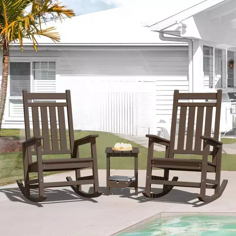 Hyleory HDPE Modern Resin Outdoor Rocking Chair, Patio Adirondack Chair for All Seasons