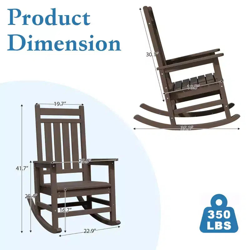 Hyleory HDPE Modern Resin Outdoor Rocking Chair, Patio Adirondack Chair for All Seasons