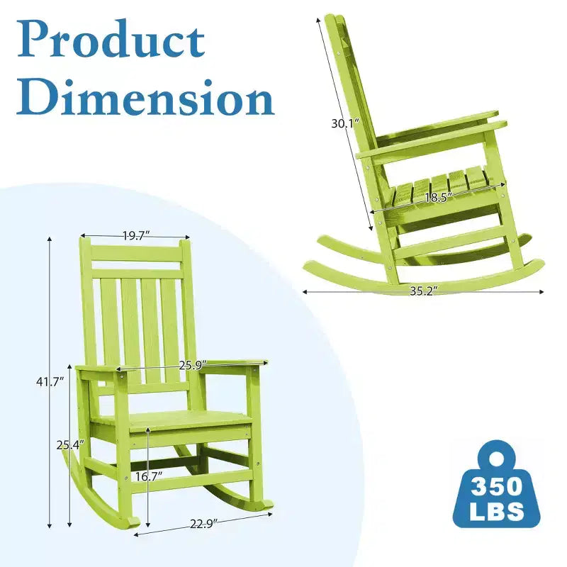 Hyleory HDPE Modern Resin Outdoor Rocking Chair, Patio Adirondack Chair for All Seasons