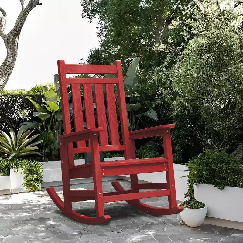 Hyleory HDPE Modern Resin Outdoor Rocking Chair, Patio Adirondack Chair for All Seasons