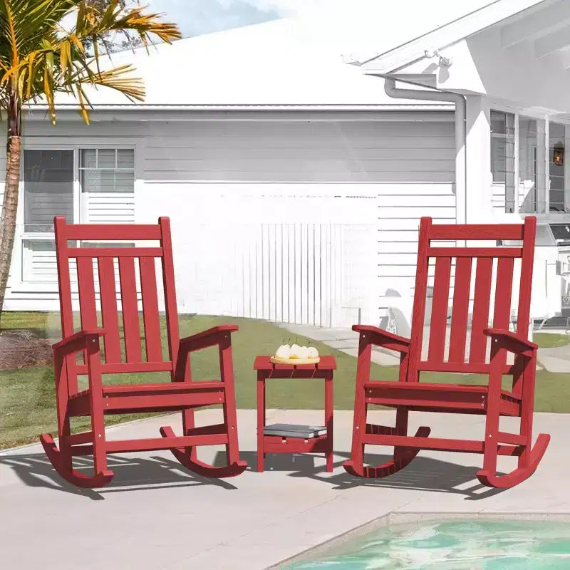 Hyleory HDPE Modern Resin Outdoor Rocking Chair, Patio Adirondack Chair for All Seasons
