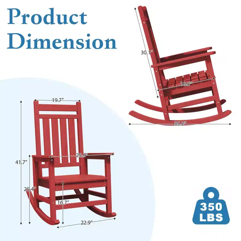 Hyleory HDPE Modern Resin Outdoor Rocking Chair, Patio Adirondack Chair for All Seasons