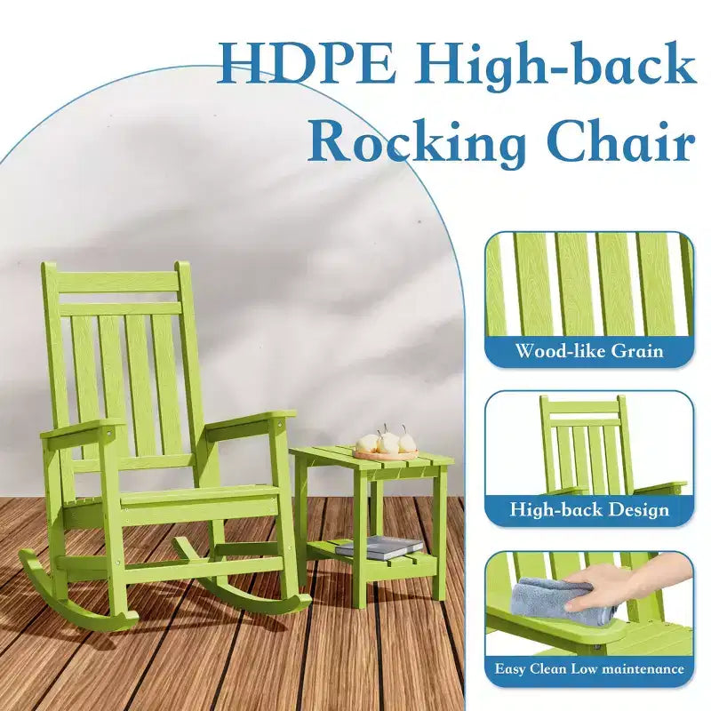 Hyleory HDPE Modern Resin Outdoor Rocking Chair, Patio Adirondack Chair for All Seasons