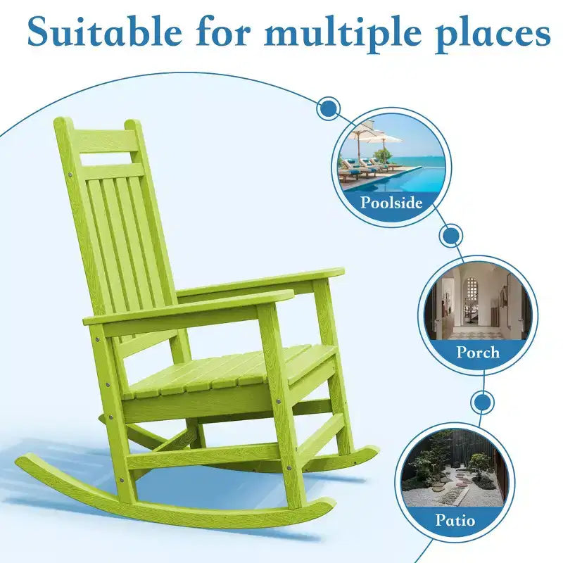 Hyleory HDPE Modern Resin Outdoor Rocking Chair, Patio Adirondack Chair for All Seasons